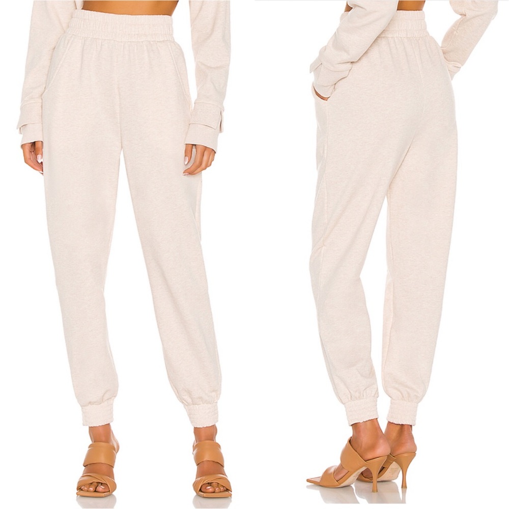 Nonchalant the Label Anita High Rise Jogger Lounge Sweat Pants Sand Oatmeal